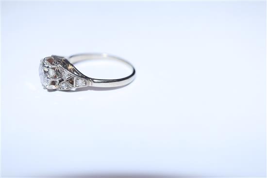 A diamond solitaire ring, white metal setting (tests as 18ct), the diamond approx 1.0ct, size L.